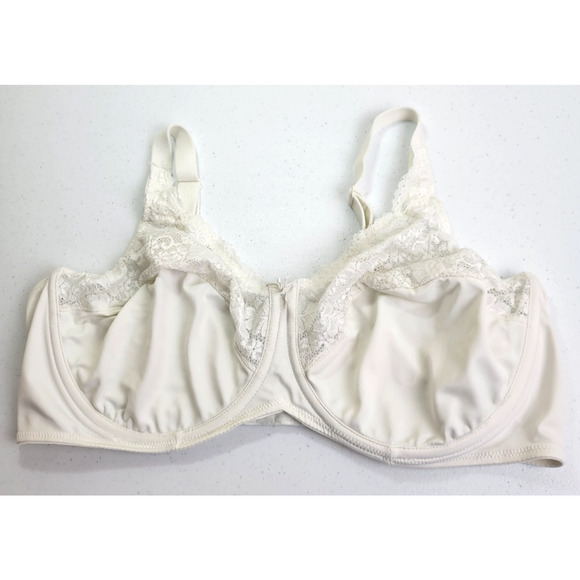 Lilyette White Comfort Lace Full Coverage Underwire Minimizer Bra Size 44D - Picture 1 of 7
